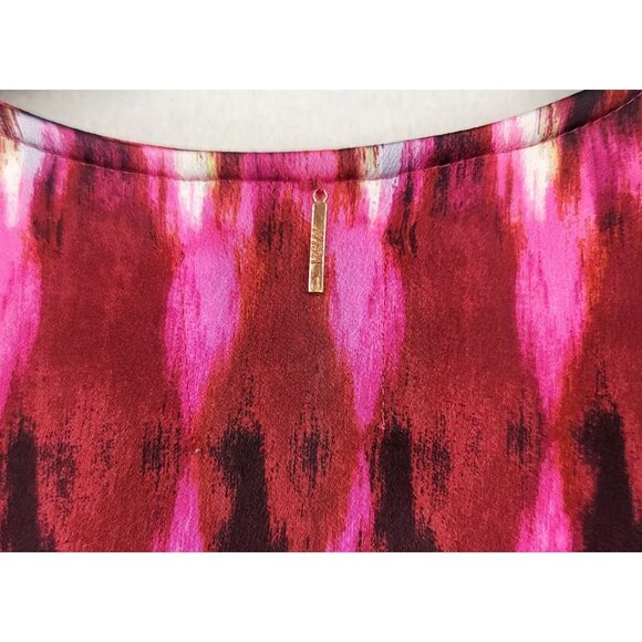 Misa Los Angeles Amina Mini Wrap Dress Pink Red Abstract Short Sleeve USA XS - Picture 6 of 12